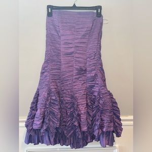 Jessica McClintock Violet Purple Iridescent Ruffled Strapless Party Dress Sz 10